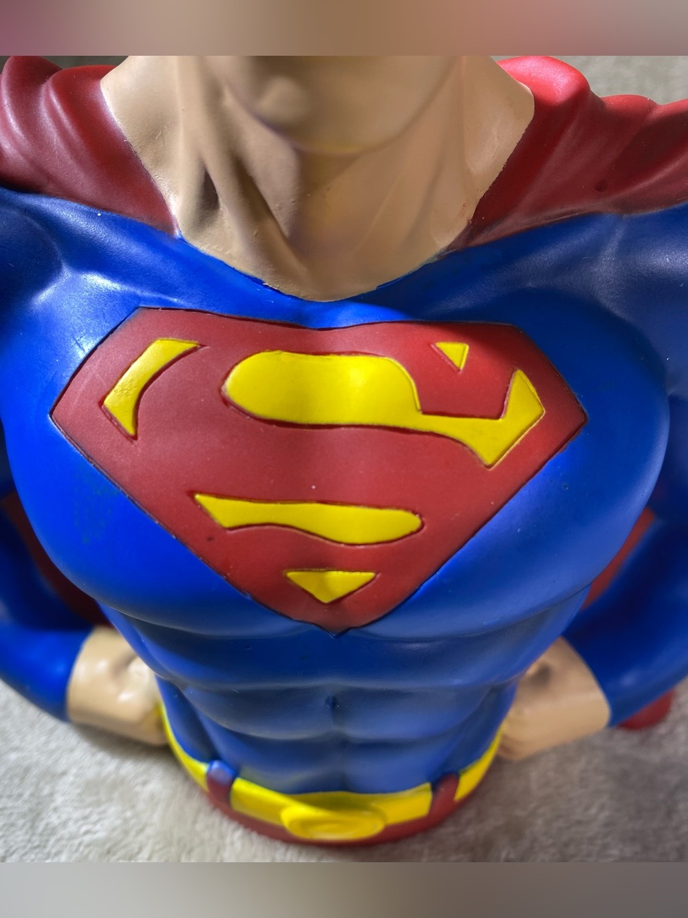 Monogram DC Comics Superman Plastic Coin Bank Bust Figure w/ Coin Slot Blue Red - Picture 7 of 12